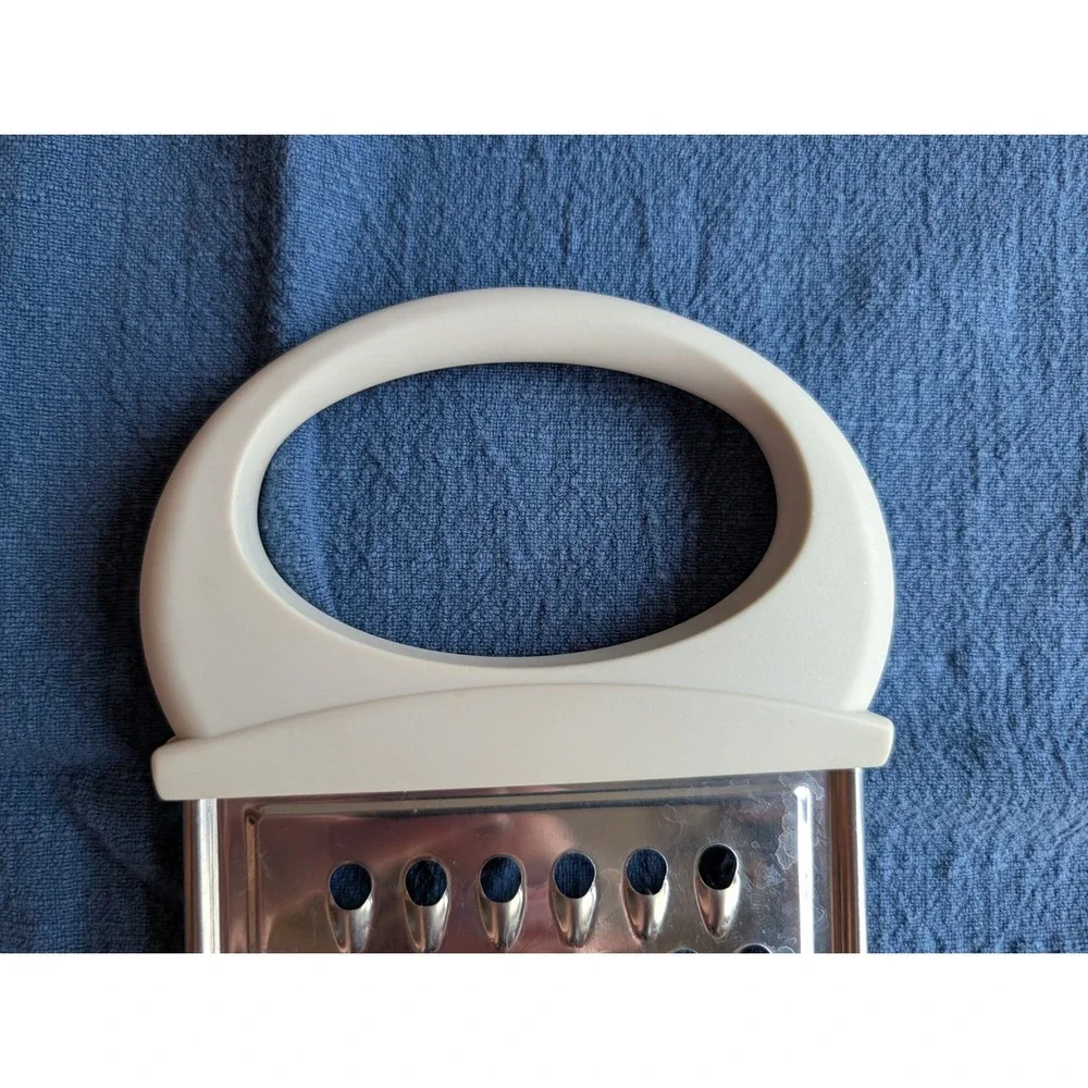 Ekco Stainless Steel Flat Hand Cheese Grater Slicer MCM Scandi Oval White Handle